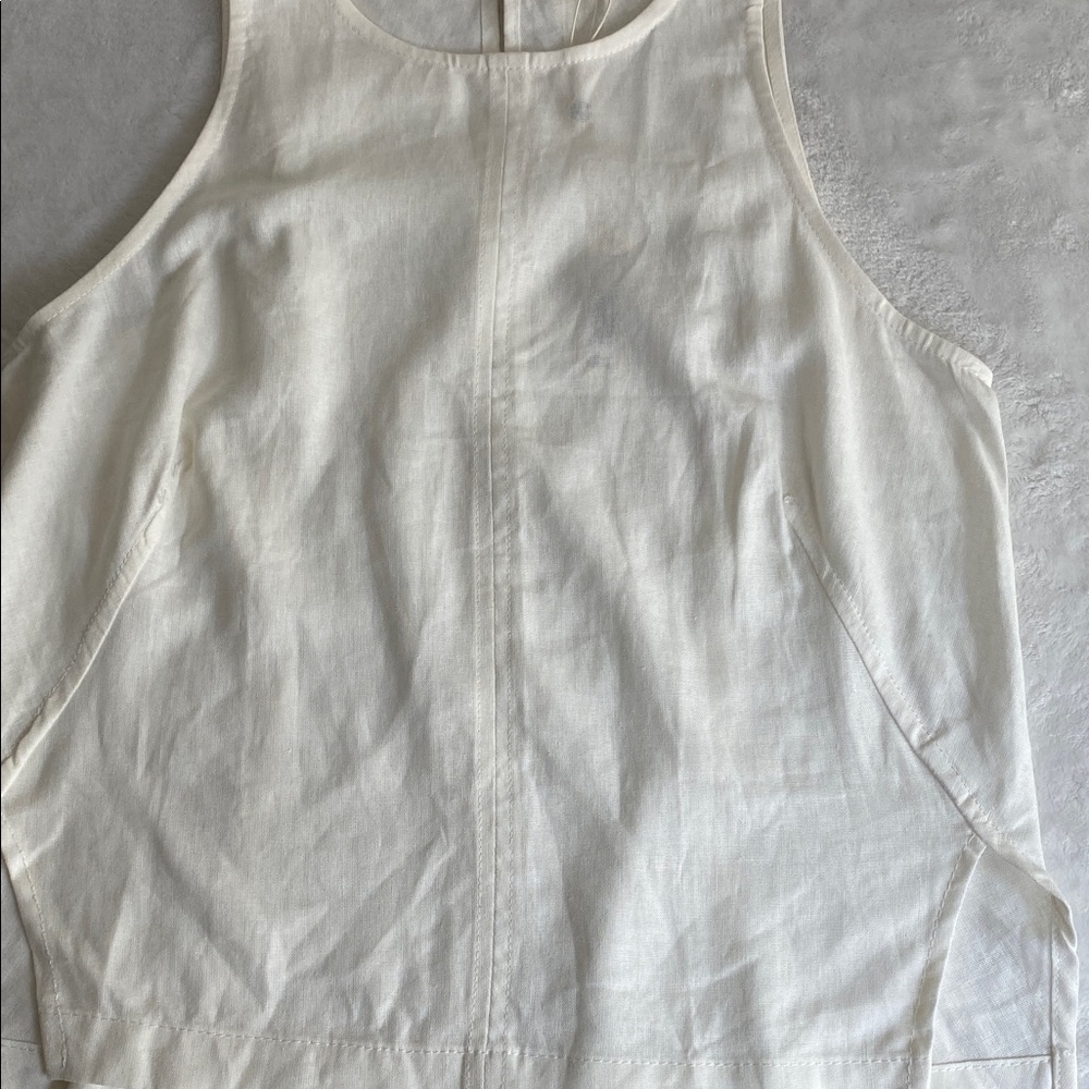 Max Studio White Linen Blend Sleeveless Tank Top - Picture 7 of 12